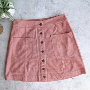 Pink suede button up skirt brand new with tags
